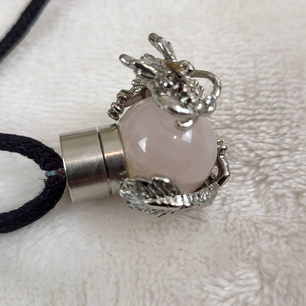 Rose Quartz Dragon Ball Pendant Rose Quartz Dragon Ball Necklace